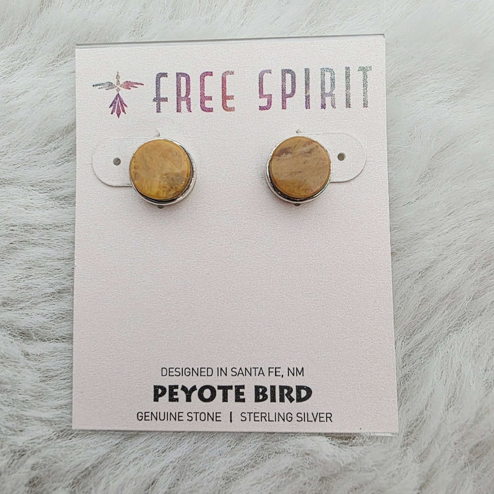 Peyote Bird Santa Fe Yellow Jasper Sterling Silver 925 Genuine Stone Earrings 50$